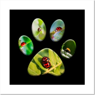 pet paw prints with ladybug photo background Posters and Art